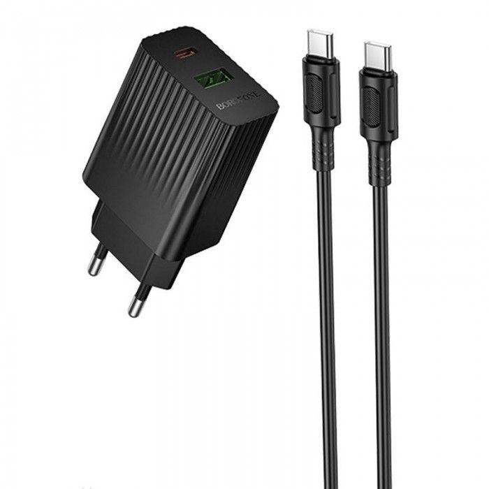 Мережевий зарядний пристрій BOROFONE BAS76A Source PD30W+QC3.0 charger set(C to C) Black