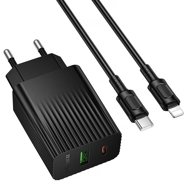 Мережевий зарядний пристрій BOROFONE BAS76A Source PD30W+QC3.0 charger set(C to iP) Black