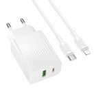 Мережевий зарядний пристрій BOROFONE BAS76A Source PD30W+QC3.0 charger set(C to iP) White
