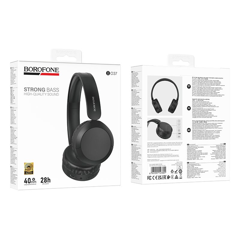 Бездротові накладні навушники BOROFONE BO37 Marvellous BT headphones Black