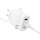 Мережевий зарядний пристрій з кабелем BOROFONE BA105A Stellar three-port charger set (Micro) (EU) White