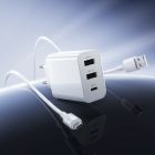 Мережевий зарядний пристрій з кабелем BOROFONE BA105A Stellar three-port charger set (Micro) (EU) White