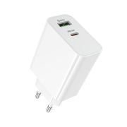 Мережевий зарядний пристрій BOROFONE BA108A Stellar PD30W+QC3.0 charger (EU) White