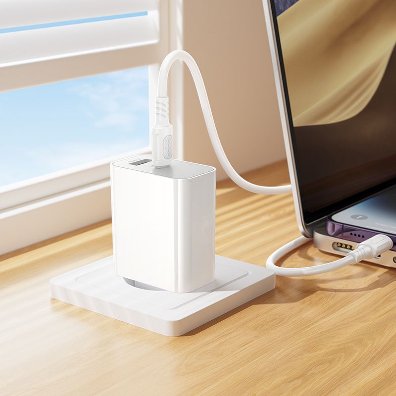 Мережевий зарядний пристрій BOROFONE BA108A Stellar PD30W+QC3.0 charger (EU) White
