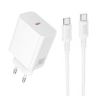 Мережевий зарядний пристрій BOROFONE BA109A Star single port PD40W charger set (C to C) (EU) White