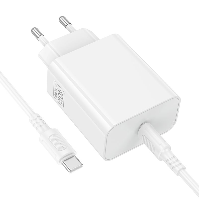 Мережевий зарядний пристрій BOROFONE BA109A Star single port PD40W charger set (C to C) (EU) White
