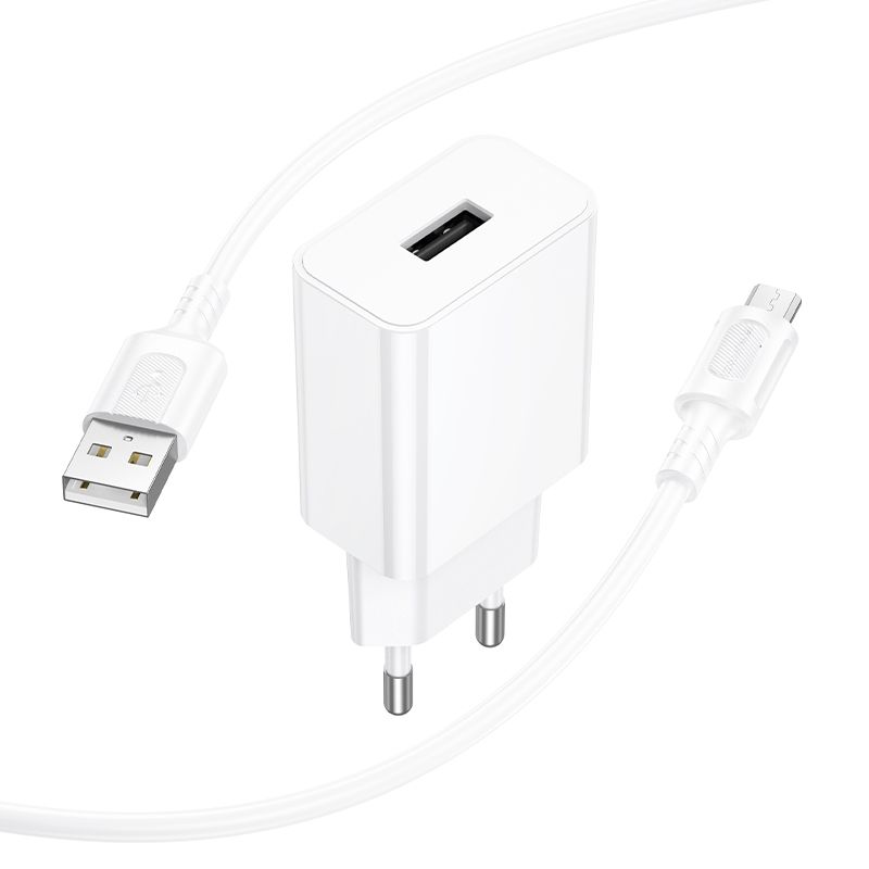 Мережевий зарядний пристрій BOROFONE BA110A Lemi single port charger set (Micro) (EU) White