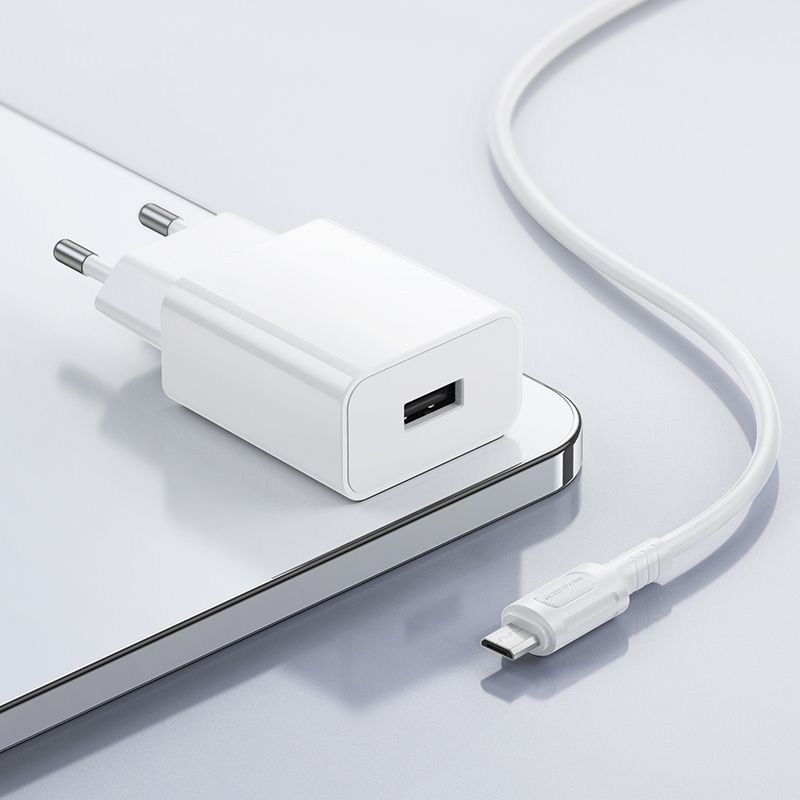 Мережевий зарядний пристрій BOROFONE BA110A Lemi single port charger set (Micro) (EU) White