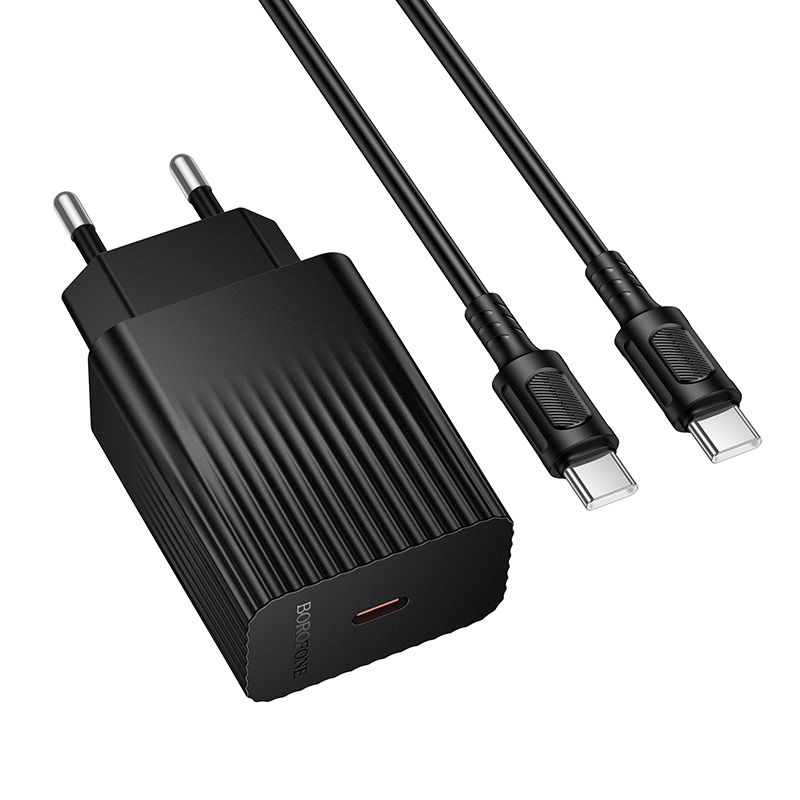 Мережевий зарядний пристрій BOROFONE BAS75A Source single port PD30W charger set (C to C) (EU) Black