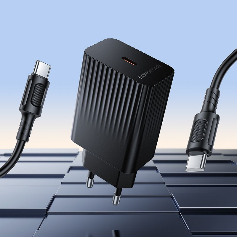 Мережевий зарядний пристрій BOROFONE BAS75A Source single port PD30W charger set (C to C) (EU) Black