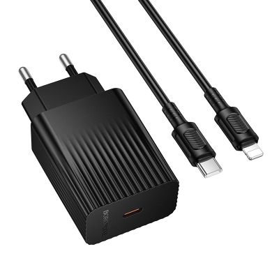 Мережевий зарядний пристрій з кабелем BOROFONE BAS75A Source single port PD30W charger set (C to iP) (EU) Black