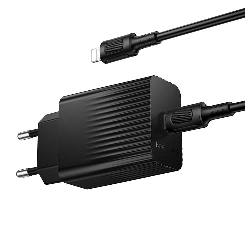 Мережевий зарядний пристрій з кабелем BOROFONE BAS75A Source single port PD30W charger set (C to iP) (EU) Black