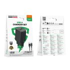 Мережевий зарядний пристрій з кабелем BOROFONE BAS82A Star single port QC3.0 charger set (Micro) (EU) Black