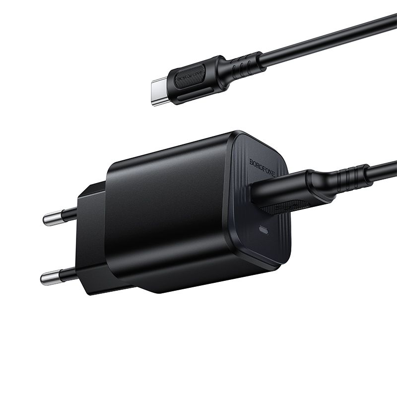 Мережевий зарядний пристрій з кабелем BOROFONE BAS82A Star single port QC3.0 charger set (Type-C) (EU) Black