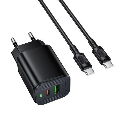 Мережевий зарядний пристрій BOROFONE BAS83A Star PD20W+QC3.0 charger set (C to C) (EU) Black