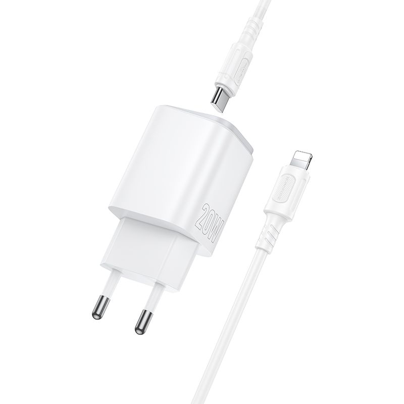 Мережевий зарядний пристрій BOROFONE BAS83A Star PD20W+QC3.0 charger set (C to iP) (EU) White