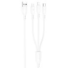 Кабель BOROFONE BX71 3-in-1 charging cable (iP+Micro+Type-C) White
