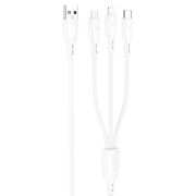 Кабель BOROFONE BX71 3-in-1 charging cable (iP+Micro+Type-C) White