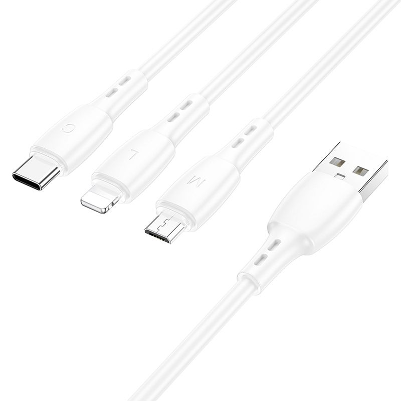 Кабель BOROFONE BX71 3-in-1 charging cable (iP+Micro+Type-C) White