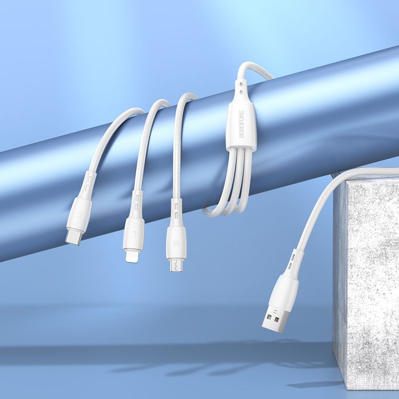 Кабель BOROFONE BX71 3-in-1 charging cable (iP+Micro+Type-C) White