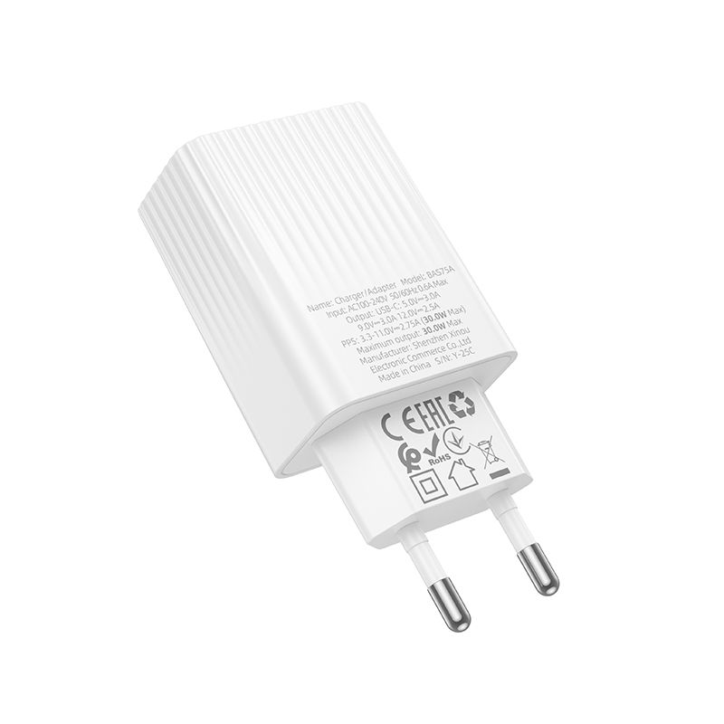 Мережевий зарядний пристрій BOROFONE BAS75A Source single port PD30W charger (EU) White