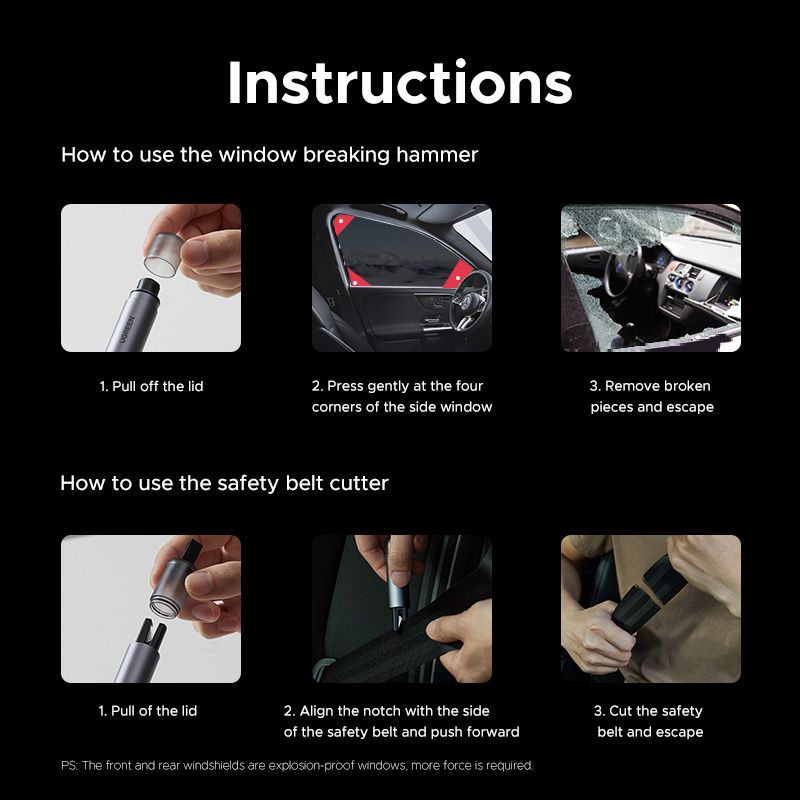 Автомобільний молоток UGREEN LP821 Car Safety Hammer