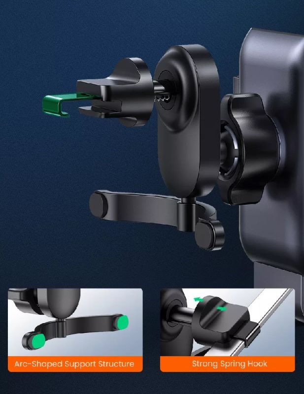 Автотримач для телефона UGREEN LP274 Gravity Phone Holder for Round Air Vent gray