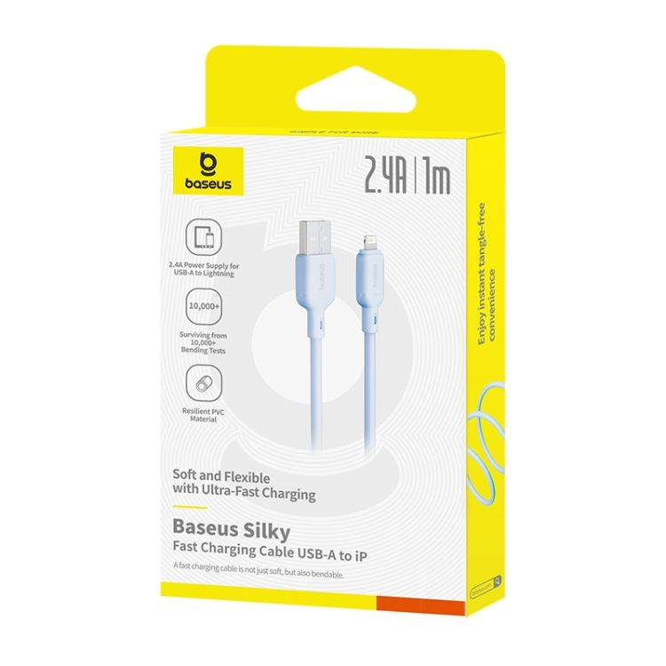 Кабель Baseus Silky Series Fast Charging Cable USB to iP 2.4A 1m Galaxy Blue