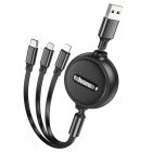 Кабель HOCO X75 3-in-1 double-pull charging cable(iP+Micro+Type-C) Black