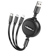 Кабель HOCO X75 3-in-1 double-pull charging cable(iP+Micro+Type-C) Black