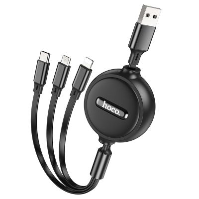 Кабель HOCO X75 3-in-1 double-pull charging cable(iP+Micro+Type-C) Black