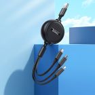 Кабель HOCO X75 3-in-1 double-pull charging cable(iP+Micro+Type-C) Black