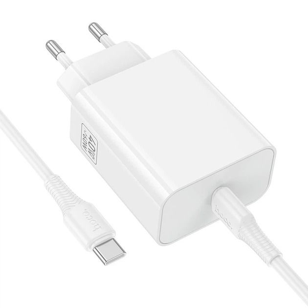 Мережевий зарядний пристрій HOCO C162A Source single port PD40W charger(EU) White