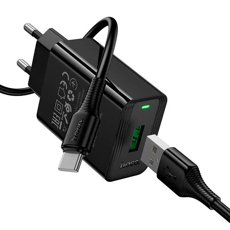 Мережевий зарядний пристрій HOCO CS91A Leader single-port charger set(Type-C) Black