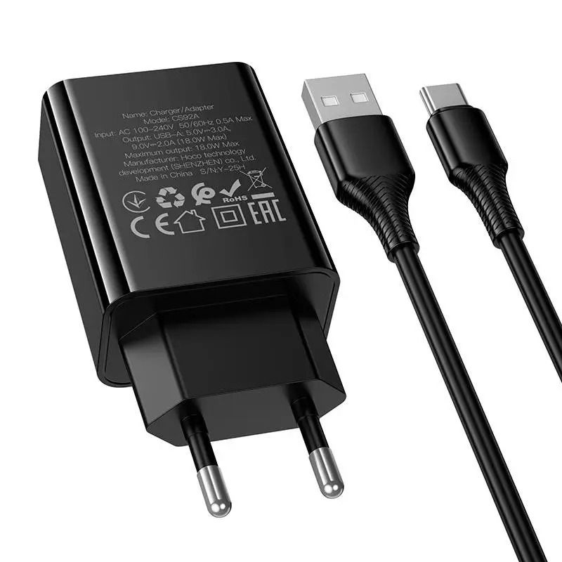 Мережевий зарядний пристрій HOCO CS91A Leader single-port charger set(Type-C) Black