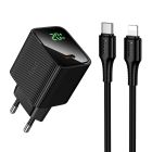 Мережевий зарядний пристрій HOCO CS82A Excellent single port PD20W charger with digital display set(C to iP) Black