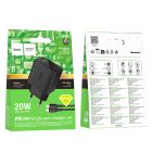Мережевий зарядний пристрій HOCO CS82A Excellent single port PD20W charger with digital display set(C to iP) Black