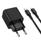 Мережевий зарядний пристрій HOCO CS82A Excellent single port PD20W charger with digital display set(C to iP) Black