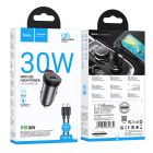 Автомобільний зарядний пристрій HOCO NZ16 Rigorous single port PD30W car charger set(C to C) Metal Grey