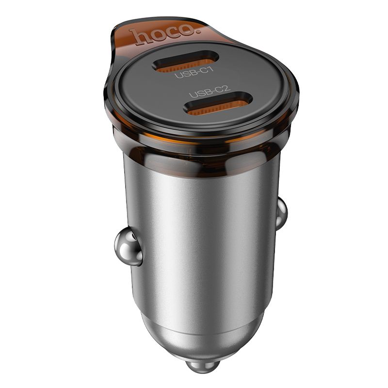 Автомобільний зарядний пристрій HOCO NZ16B Rigorous PD45W(2C) car charger Metal Grey