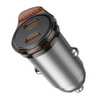 Автомобільний зарядний пристрій HOCO NZ16B Rigorous PD45W(2C) car charger Metal Grey