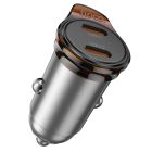 Автомобільний зарядний пристрій HOCO NZ16B Rigorous PD45W(2C) car charger Metal Grey