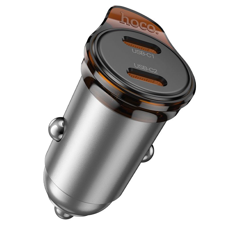 Автомобільний зарядний пристрій HOCO NZ16B Rigorous PD45W(2C) car charger Metal Grey