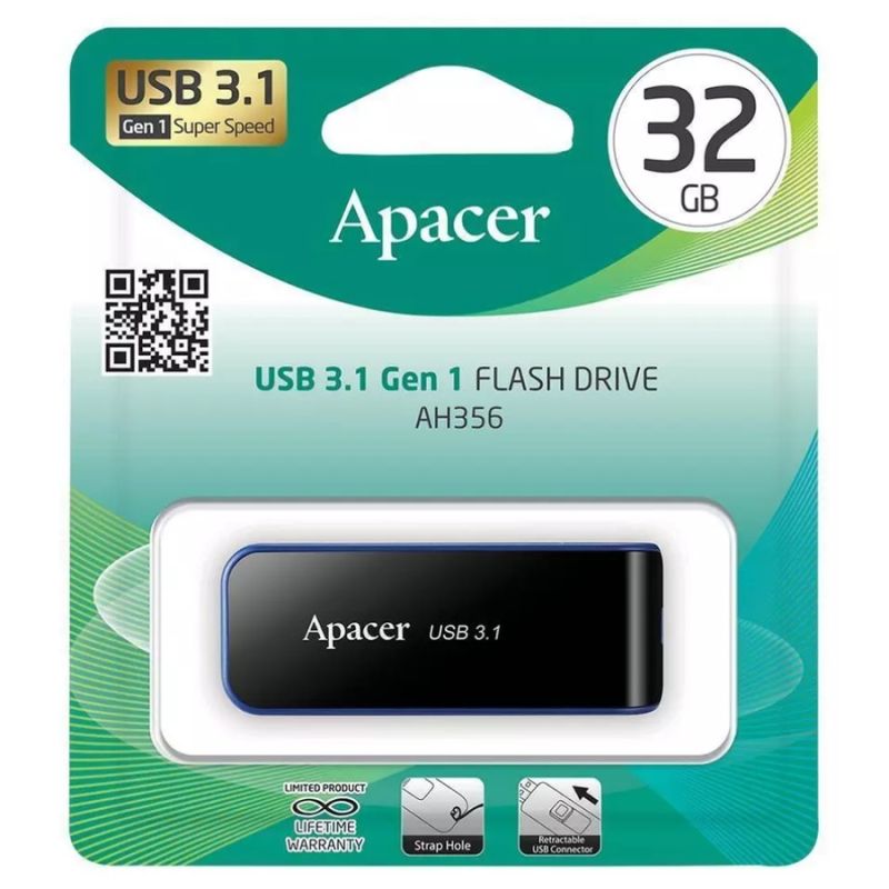Флеш-накопичувач Apacer USB 3.2 Gen 1 AH356  32GB Black
