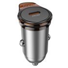 Автомобільний зарядний пристрій HOCO NZ16 Rigorous single port PD30W car charger Metal Grey