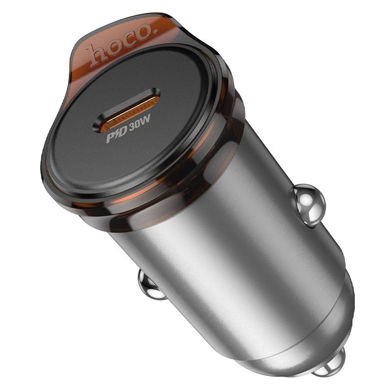 Автомобільний зарядний пристрій HOCO NZ16 Rigorous single port PD30W car charger Metal Grey