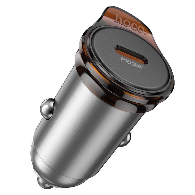 Автомобільний зарядний пристрій HOCO NZ16 Rigorous single port PD30W car charger Metal Grey
