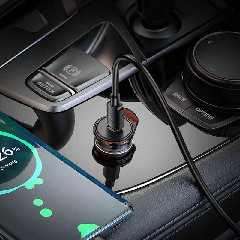 Автомобільний зарядний пристрій HOCO NZ16 Rigorous single port PD30W car charger Metal Grey