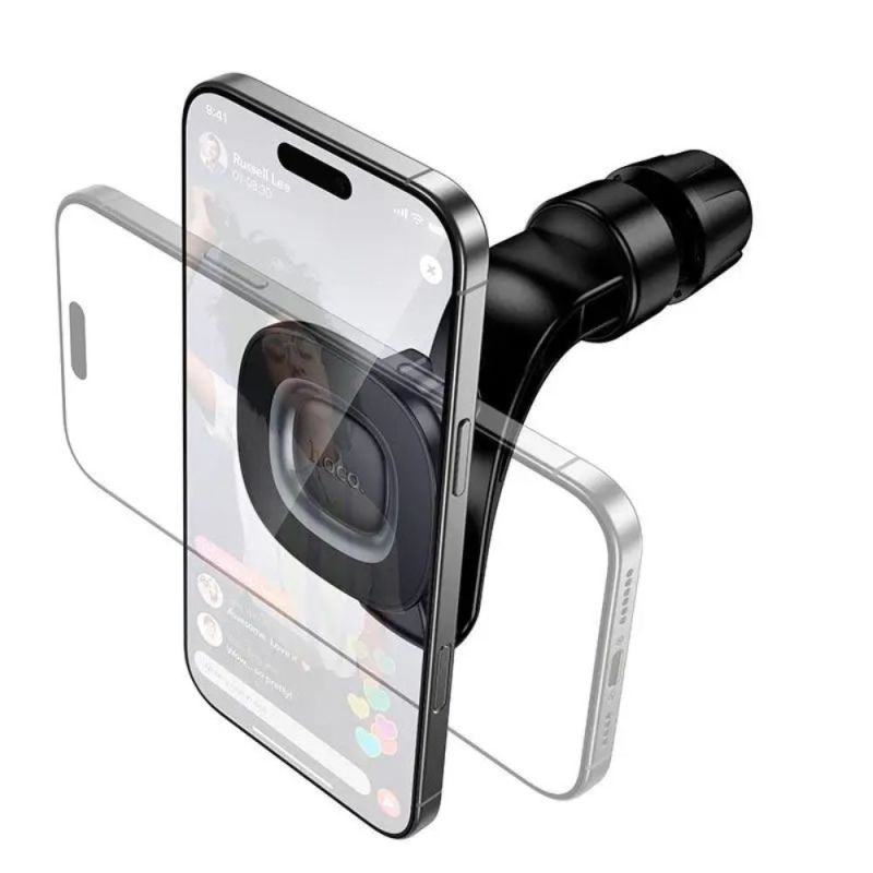 Автотримач для телефона HOCO H99 Crown magnetic car holder(headrest) black metal gray