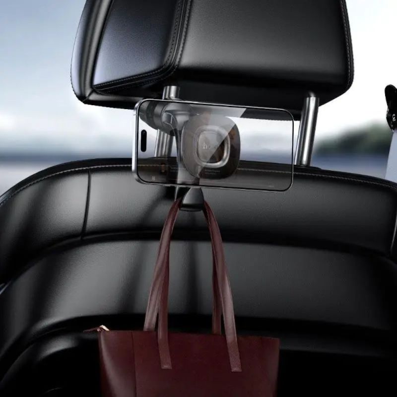 Автотримач для телефона HOCO H99 Crown magnetic car holder(headrest) black metal gray